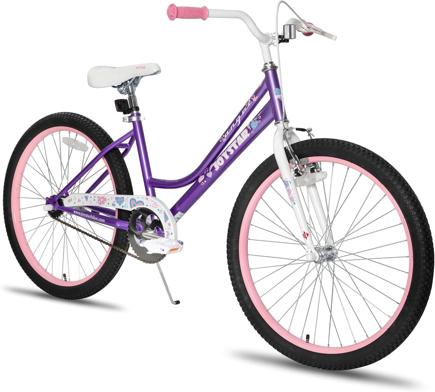 JOYSTAR Angel Girls Bike for Toddlers and Kids Ages 2-13 Years Old, 12 14 16 18 20 Inch Kids Bike with Training Wheels & Basket, 20 24 Inch Girls Bicycle with Handbrake & Kickstand