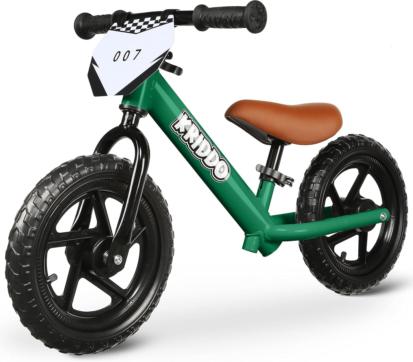 KRIDDO Toddler Balance Bike 2 Year Old, Age 24 Months to 5 Years Old, 12 Inch Push Bicycle with Customize Plate (3 Sets of Stickers Included), Steady Balancing, Gift Bike for 2-3 Boys Girls
