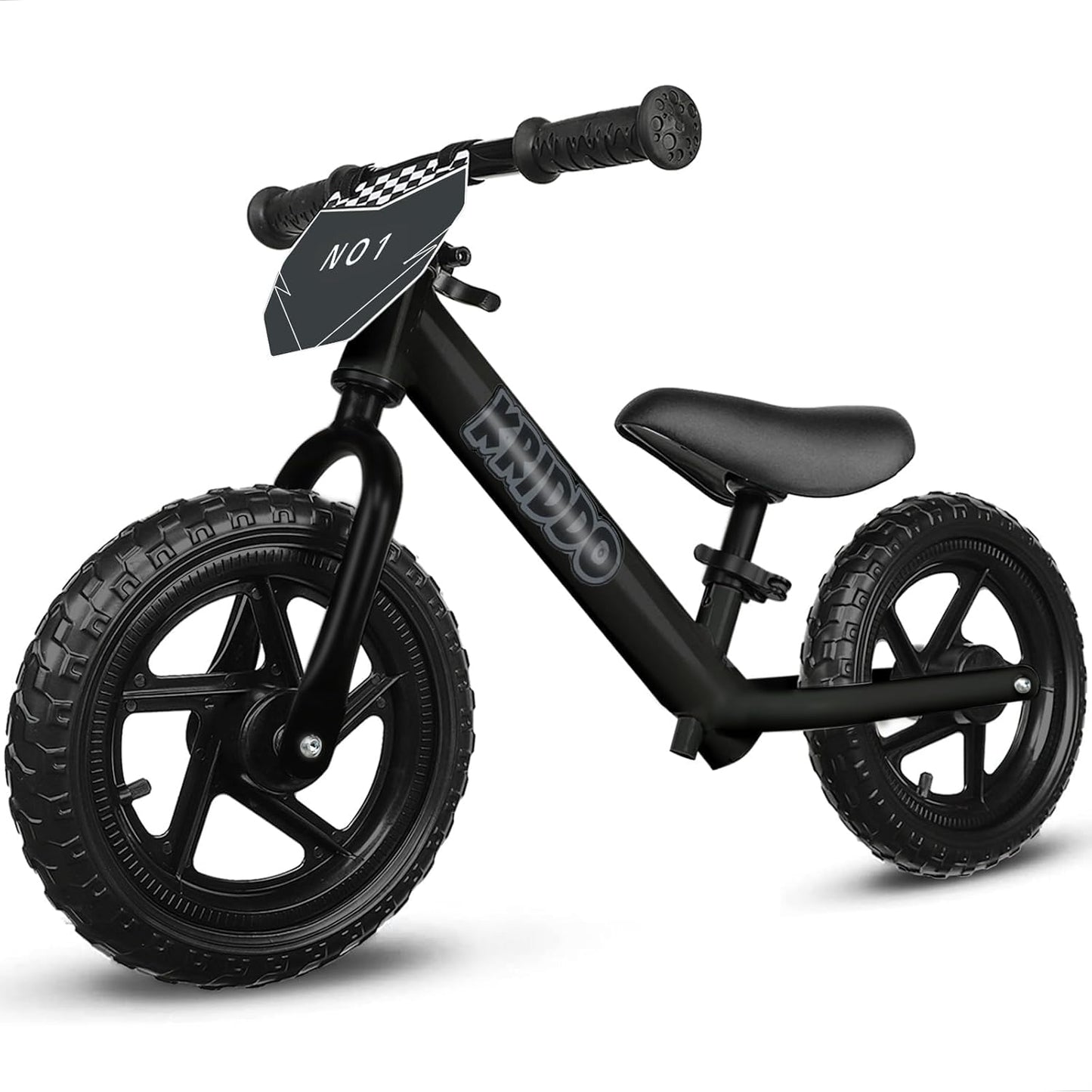 KRIDDO Toddler Balance Bike 2 Year Old, Age 24 Months to 5 Years Old, 12 Inch Push Bicycle with Customize Plate (3 Sets of Stickers Included), Steady Balancing, Gift Bike for 2-3 Boys Girls