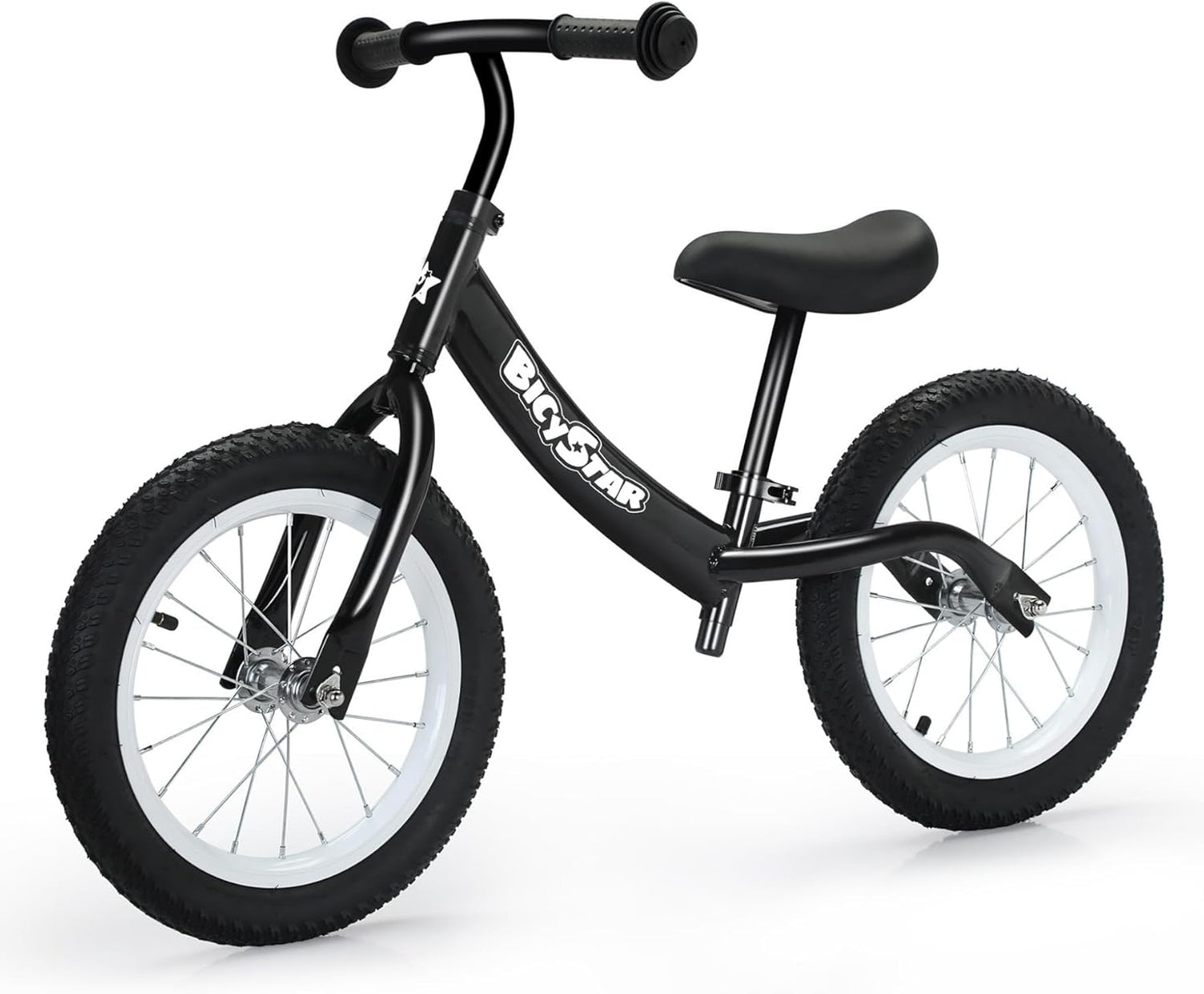 14 Inch Balance Bike for Kids 3-7 Year Old, Kids Bike with No Pedals, Air Rubber Tires, Adjustable Height, Foot Rest, Pedalless Kids Bicycle Boys, Girls