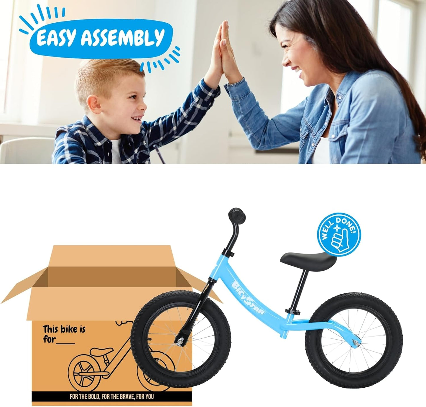 14 Inch Balance Bike for Kids 3-7 Year Old, Kids Bike with No Pedals, Air Rubber Tires, Adjustable Height, Foot Rest, Pedalless Kids Bicycle Boys, Girls