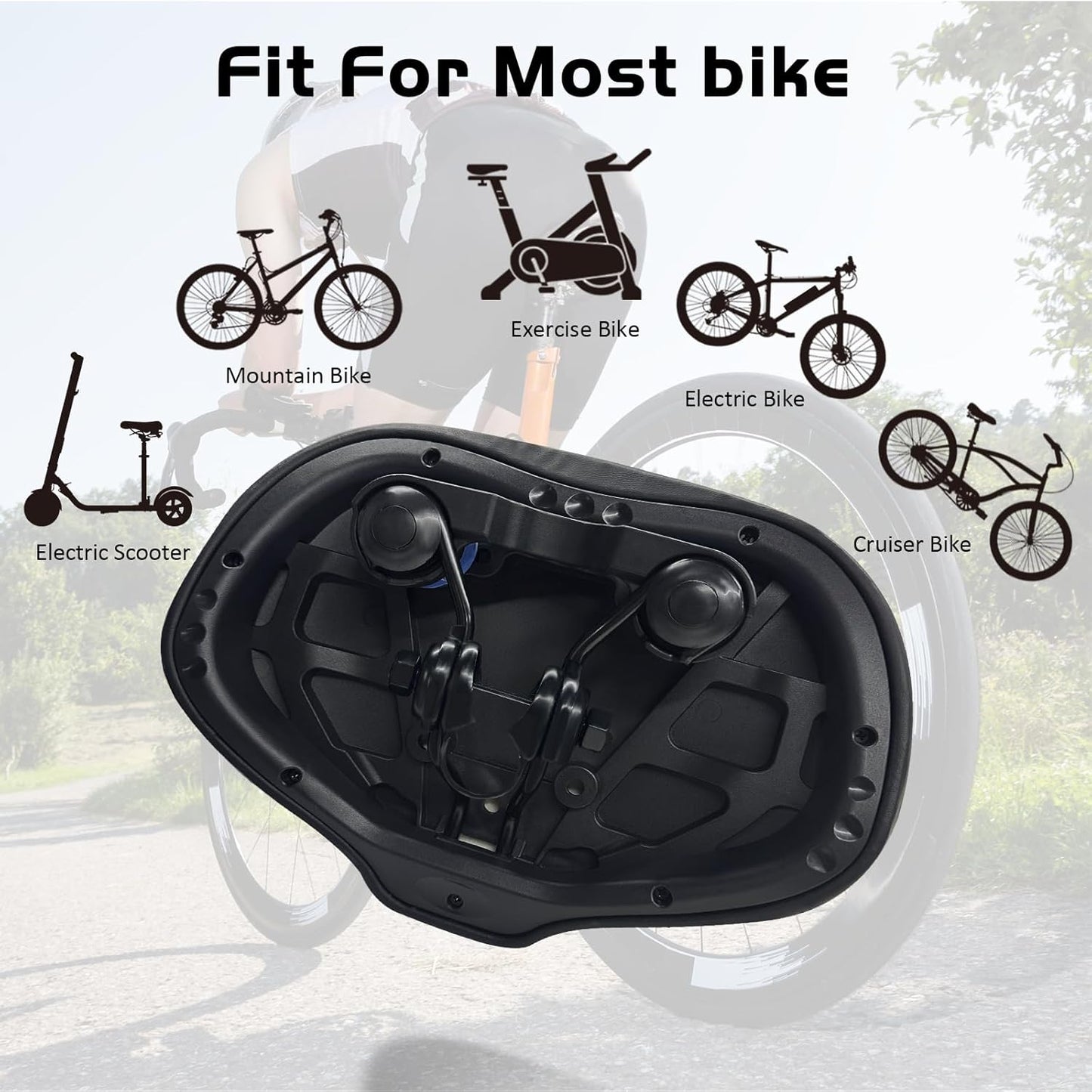 2024 New Noseless Bike Seat Cushion for Men & Women - Extra Padding & Comfort Wide Bicycle Seat, Oversized Comfortable Saddle for Peloton Bikes, Exercise Bikes, Electric Bikes, Cruiser Bikes