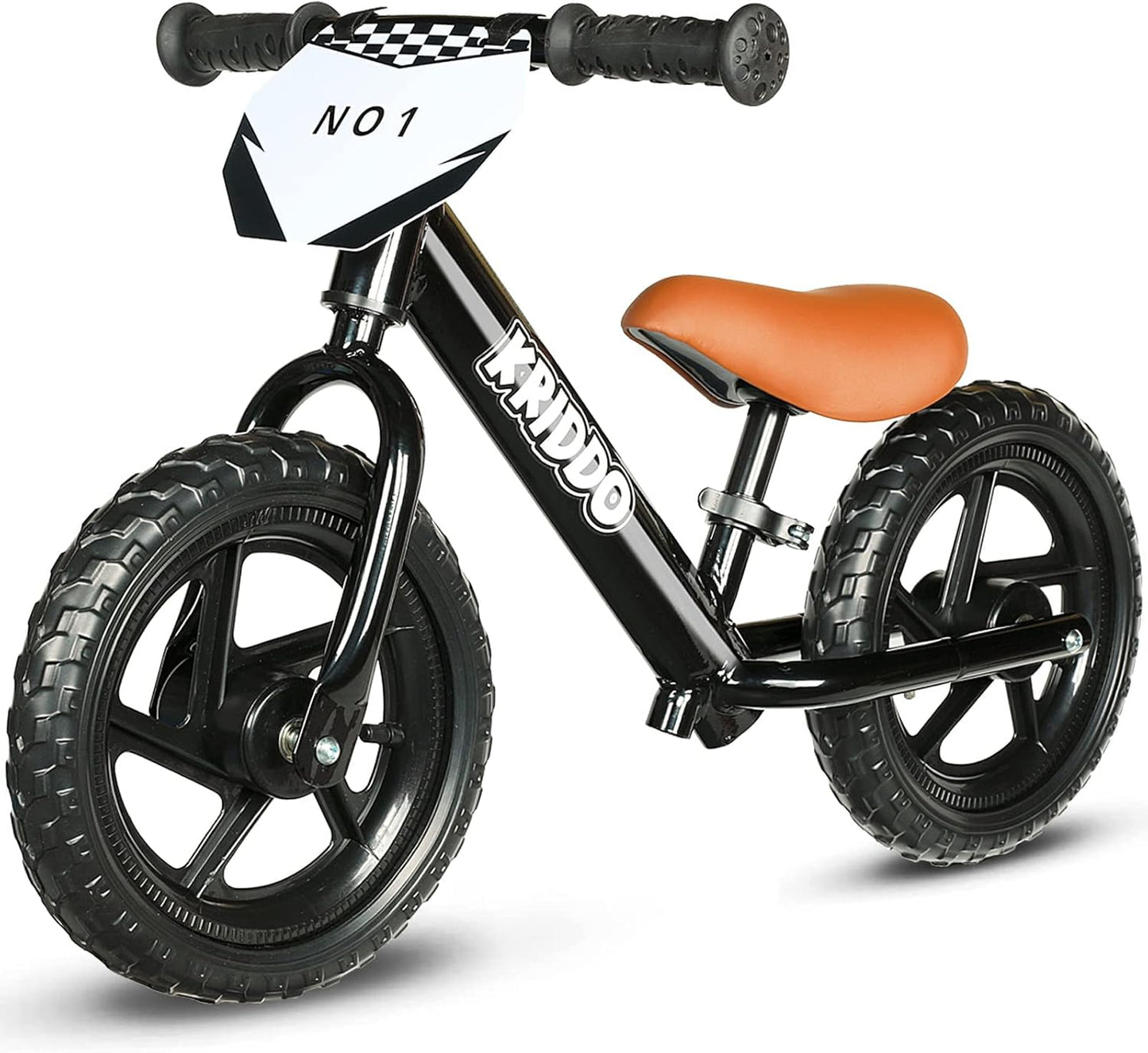 KRIDDO Toddler Balance Bike 2 Year Old, Age 24 Months to 5 Years Old, 12 Inch Push Bicycle with Customize Plate (3 Sets of Stickers Included), Steady Balancing, Gift Bike for 2-3 Boys Girls
