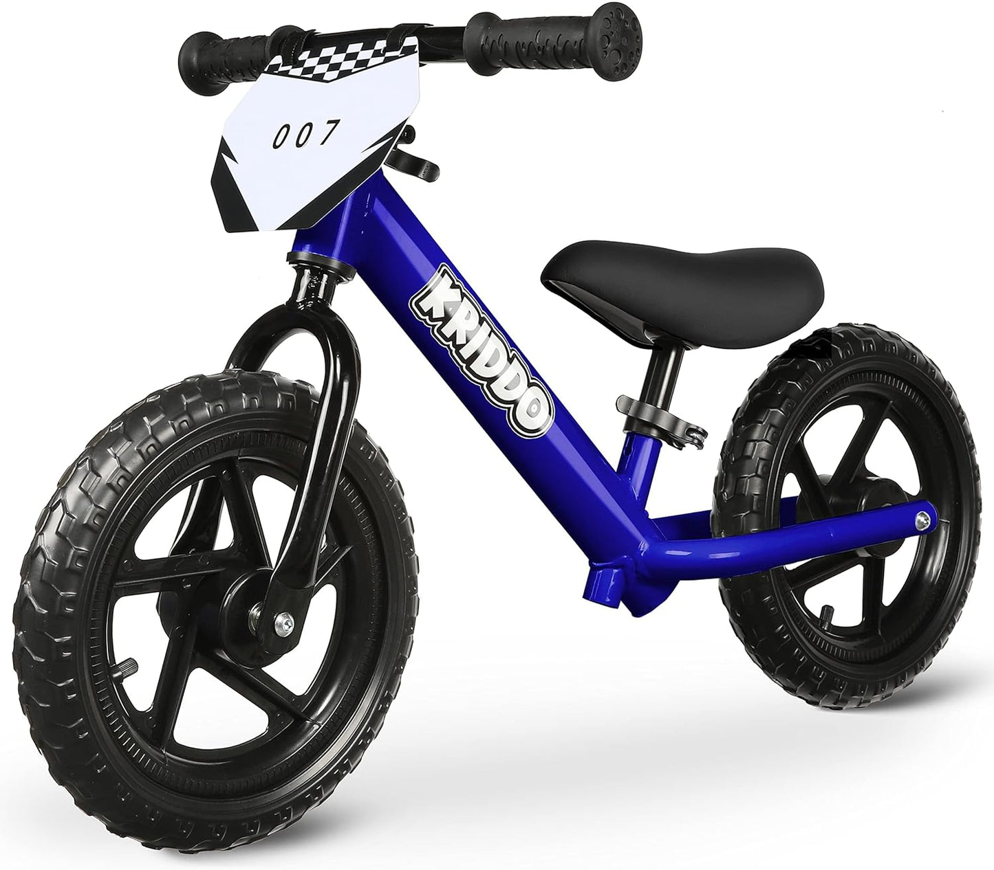 KRIDDO Toddler Balance Bike 2 Year Old, Age 24 Months to 5 Years Old, 12 Inch Push Bicycle with Customize Plate (3 Sets of Stickers Included), Steady Balancing, Gift Bike for 2-3 Boys Girls