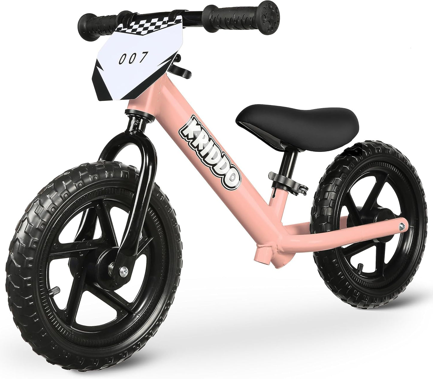 KRIDDO Toddler Balance Bike 2 Year Old, Age 24 Months to 5 Years Old, 12 Inch Push Bicycle with Customize Plate (3 Sets of Stickers Included), Steady Balancing, Gift Bike for 2-3 Boys Girls