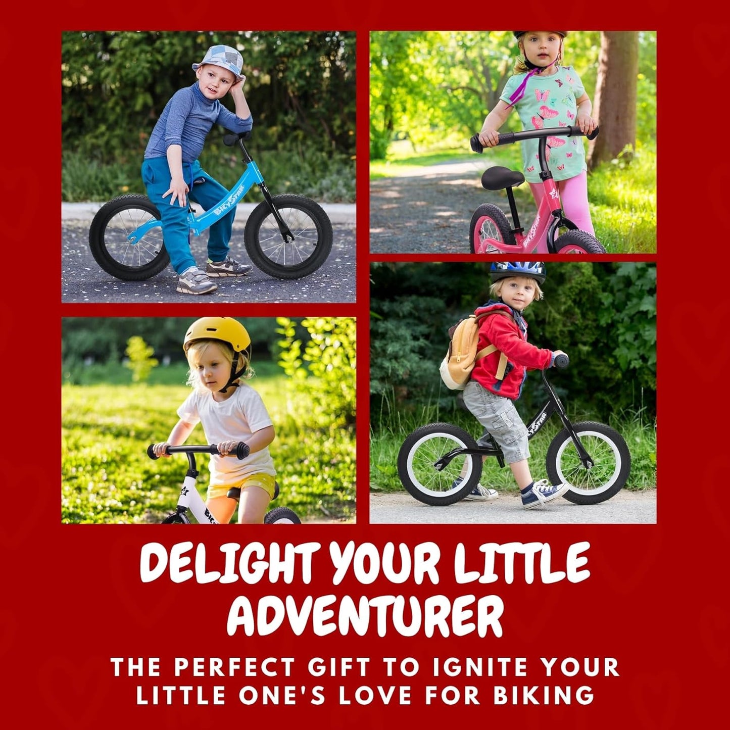14 Inch Balance Bike for Kids 3-7 Year Old, Kids Bike with No Pedals, Air Rubber Tires, Adjustable Height, Foot Rest, Pedalless Kids Bicycle Boys, Girls